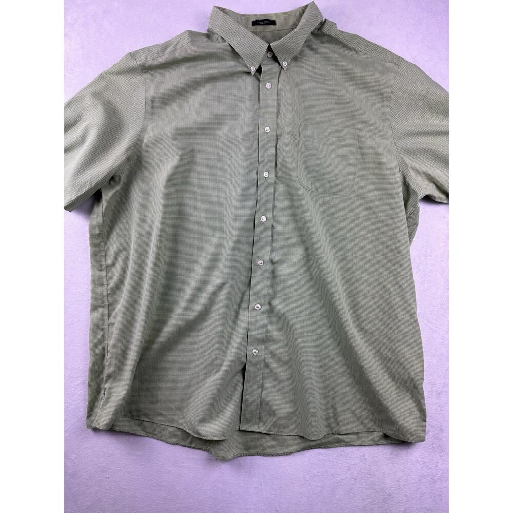 Eddie Bauer Men’s Button Down Shirt Green Plaid XXXLT Long Sleeve